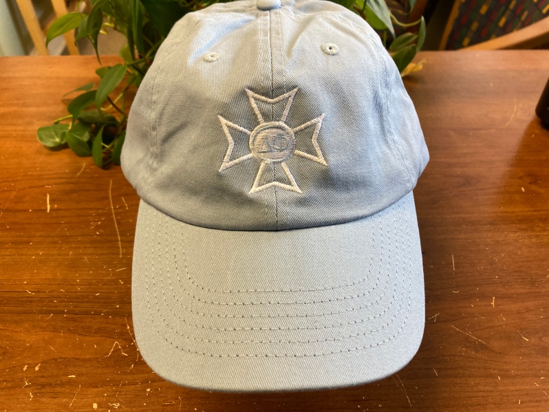 Product Description: New! Delta Phi Baseball Cap. Light blue with white stitching.</br></br>Maltese Cross with Greek symbols signifying Delta Phi.</br></br>Domestic Shipping included.</br></br>Contact Delta Phi National if you wish to ship internationally.</br> Baseball Cap